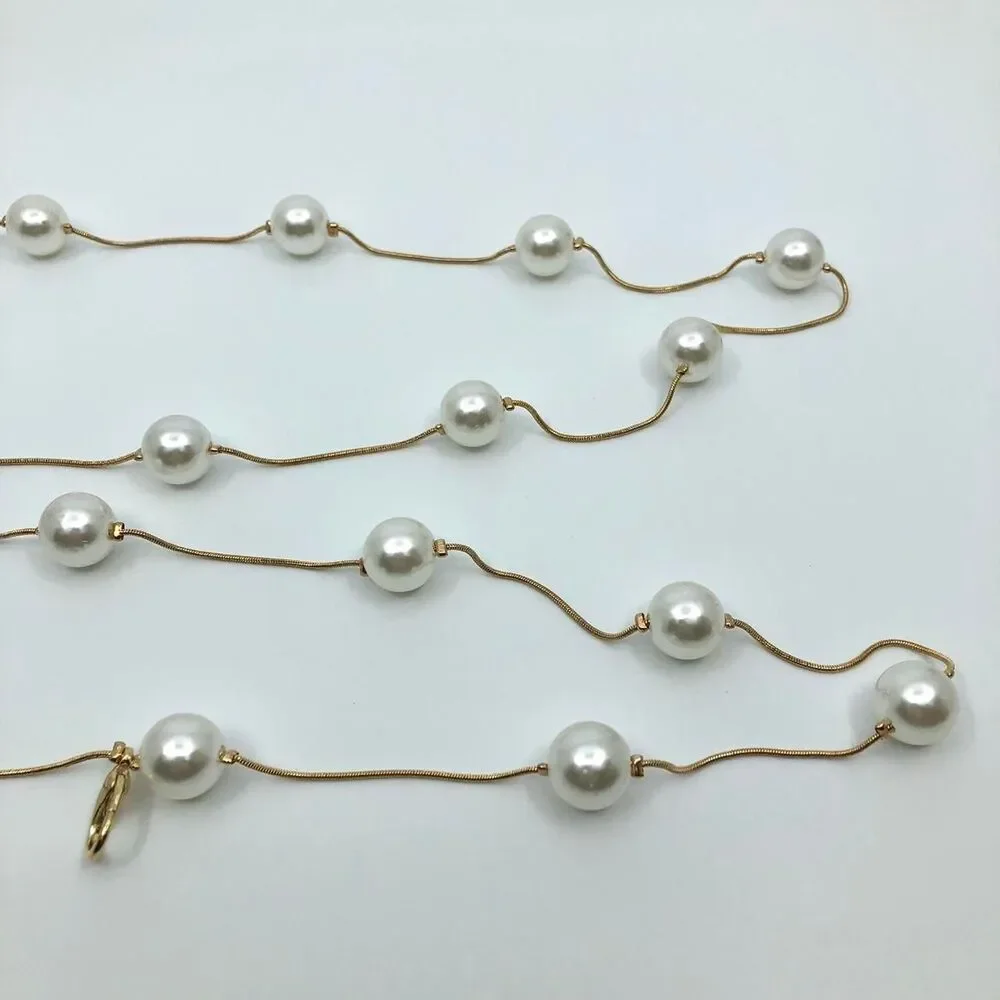 Women's Faux Pearl Gold Chain Belt, 41 Inches, X7G9A1006
